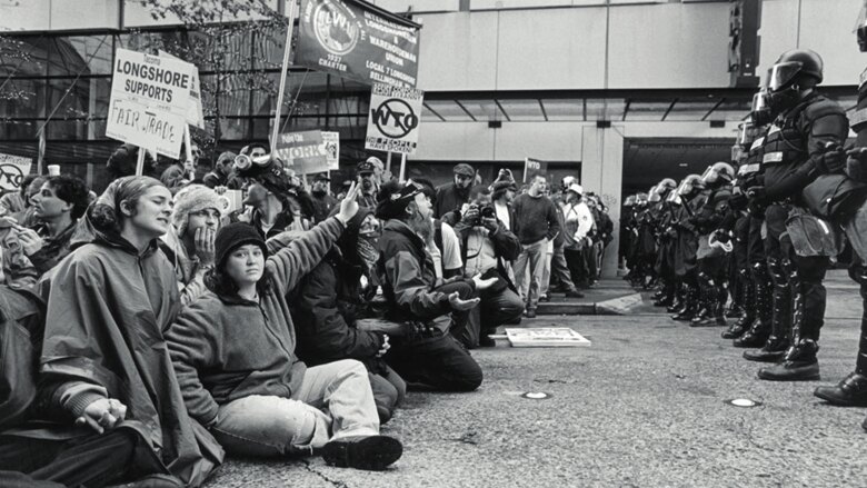Widespread anti-globalization protests took place during the World Trade Organization (WTO) conference in Seattle in 1999 (Photo: Progressive, 2019).