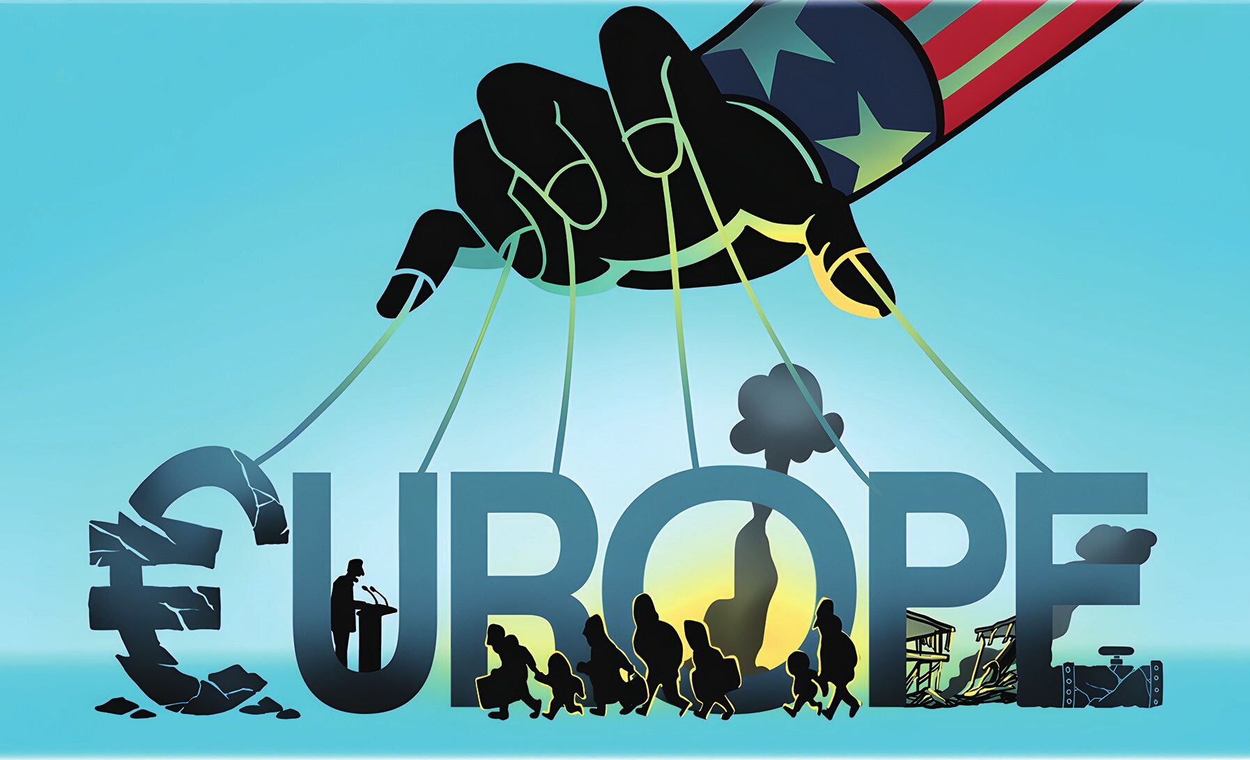 “The new, deregulated US capital players, which are still officially considered ‘shadow banks’, are buying existing companies in Europe” (Cartoon: Liu Rui/Global Times, 2024).