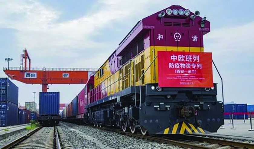 Çin’in Xi’an kentinden ayrılan yük treni, İtalya’nın Milan kentine doğru yol alıyor.(Yuan Jingzhi/Xinhua)