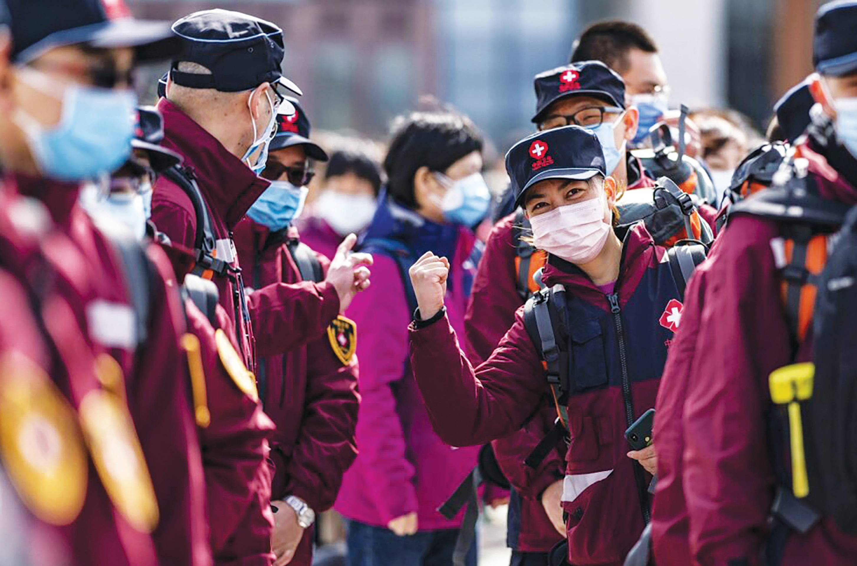 A medical team member leaving for Xianning City of Hubei Province February 12, 2020.