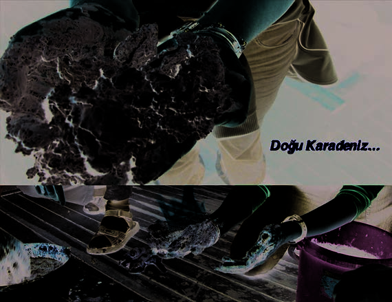 Figure 2. The 15th (TTR, 2006) of UNESCO-supported Research and Training Voyages in the Black Sea, along with oil on the ship deck, the burning of GH sampled from the seafloor is seen. The photograph, which is taken by author’s research team during the fieldwork, is shared by his courtesy.