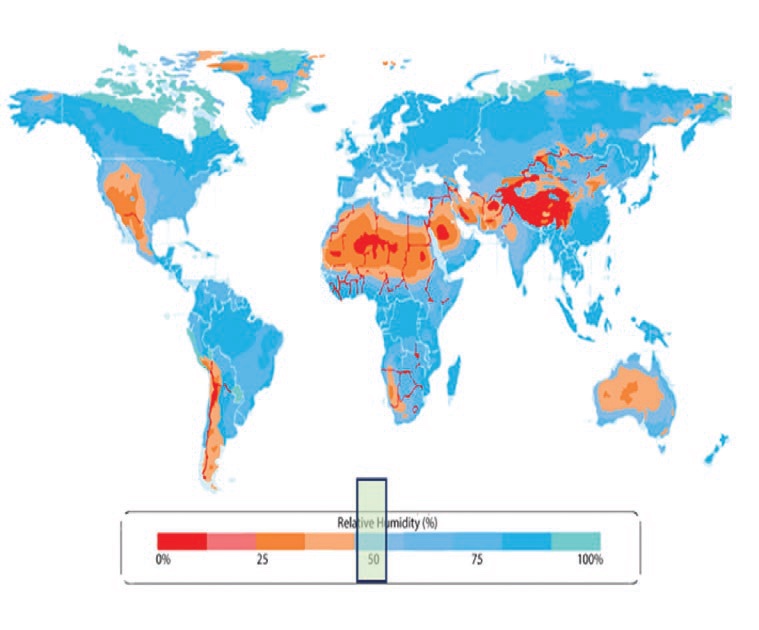 Figure 4. Worldwide relative humidity atlas (H2O, 2021)