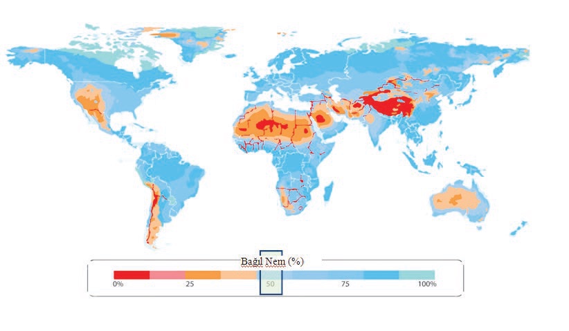 Şekil 4. Küresel bağıl nem atlası (H2O, 2021)