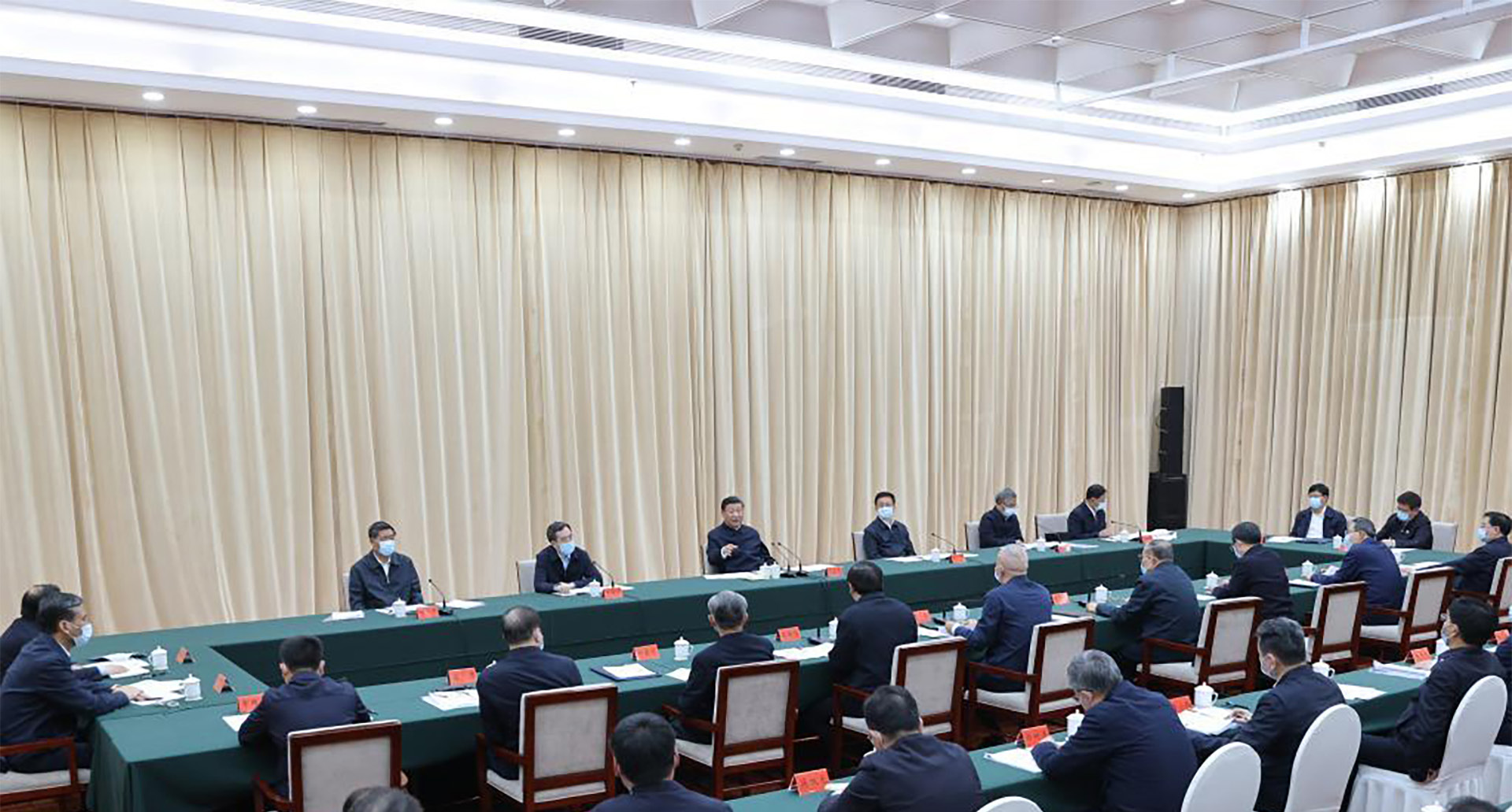 Chinese President Xi Jinping in the symposium on advancing the high-quality follow-up development of the South-to-North Water Diversion Project, in Nanyang, central China's Henan Province, May 14, 2021. (Wang Ye/ Xinhua, 2021)