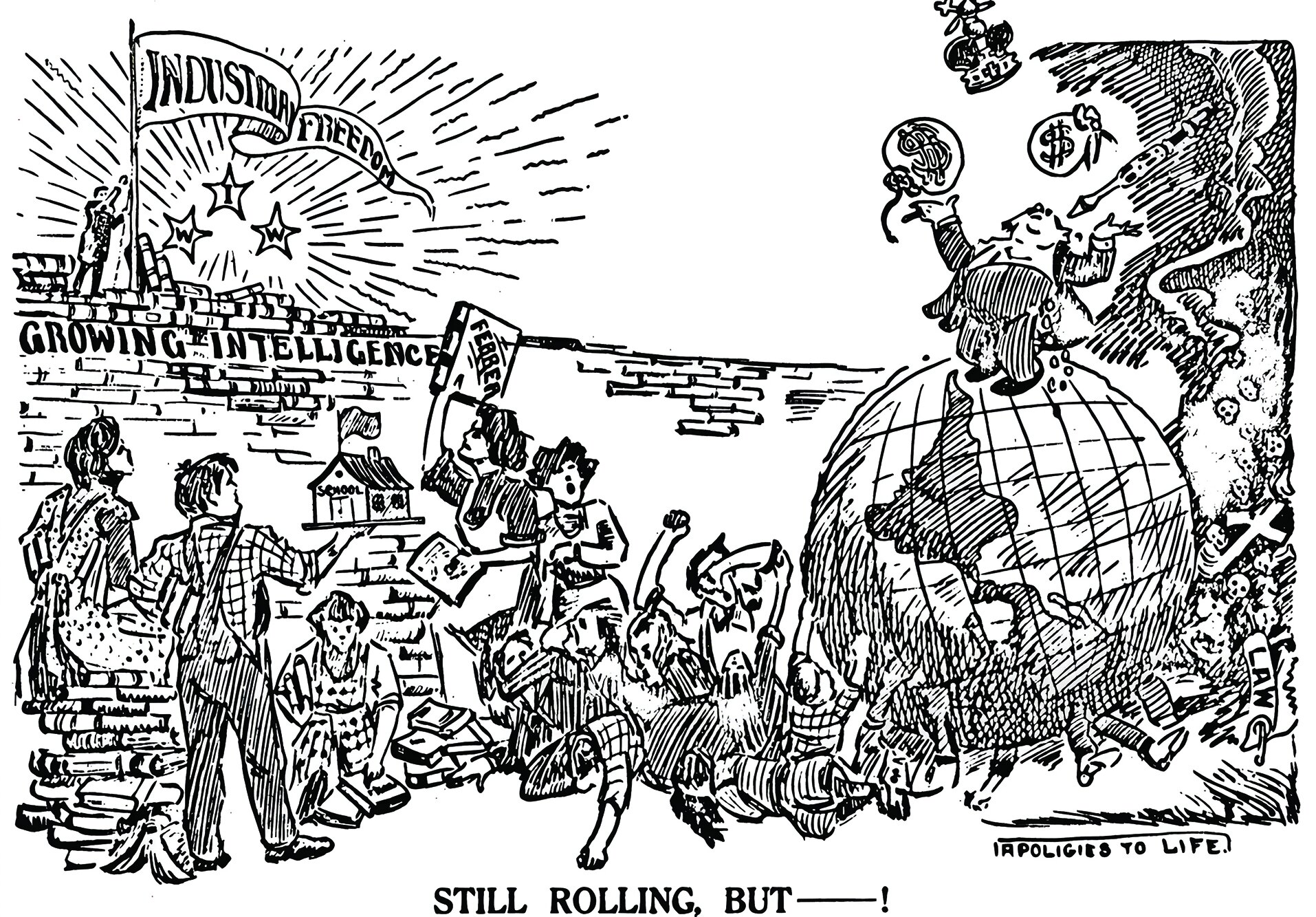 “The Marxist perspective views security discourse as a manifestation of economic exploitation inherent in the capitalist system and the strategies implemented to safeguard the interests of the elite classes” (Cartoon: Industrial Worker, 1911).