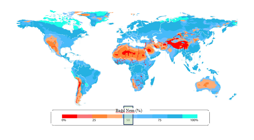 Şekil 4. Küresel Bağıl Nem Atlası (H2O, 2021)
