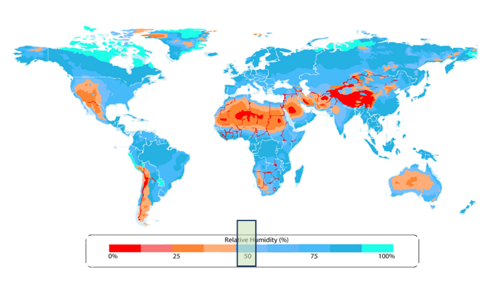 Şekil 4. Küresel Bağıl Nem Atlası (H2O, 2021)