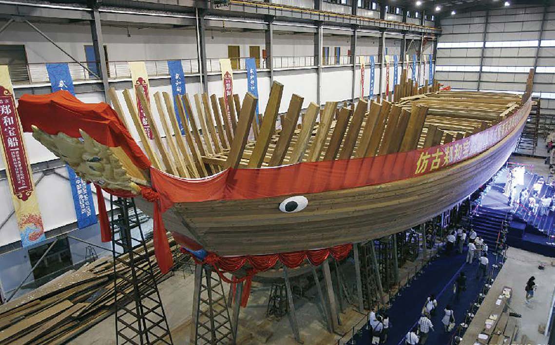A replica of a treasure ship that Admiral Zheng He (1371-1433) sailed in. (Song Qiao/China Daily)