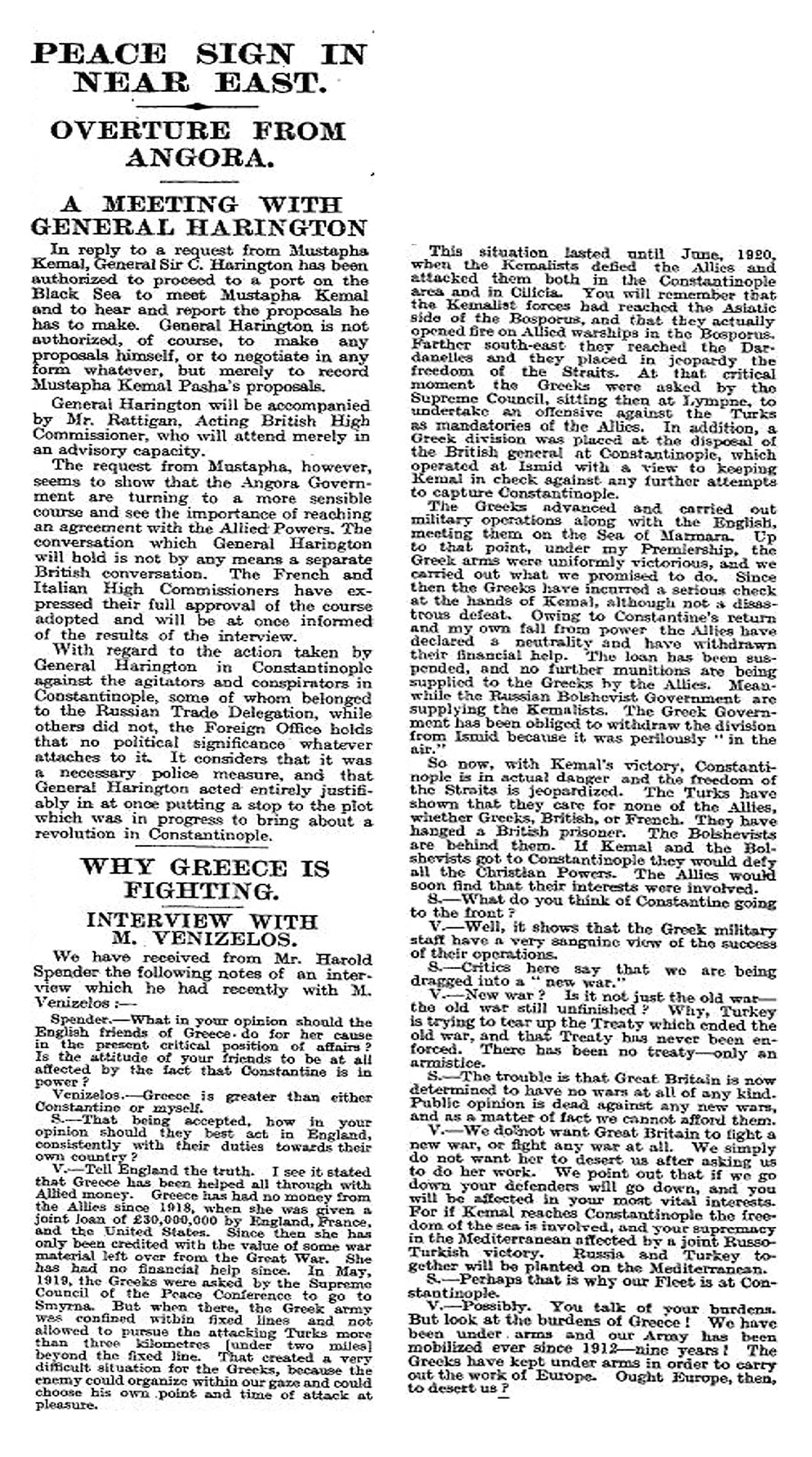 The Times (Londra, İngiltere) 8 Temmuz 1921 Cuma, sayfa:10, Sayı: 42767.
